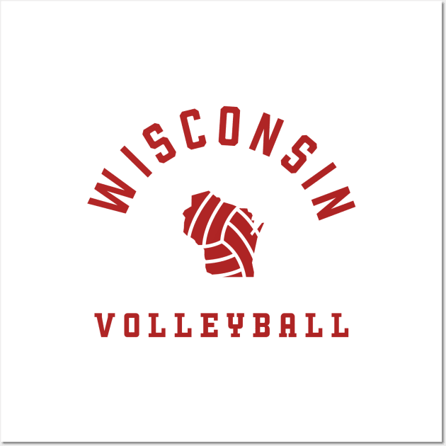 Wisconsin Volleyball - Red - Indoor Beach Grass Wall Art by Modern Evolution